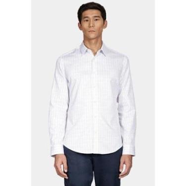 Imagem de Camisa Aramis Manga Longa Slim Fio 60 Xadrez Branco Com Azul-Masculino