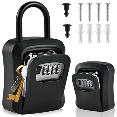 Imagem de Locilot L Caixa grande para chaveiros, 11,4 cm x 9,4 cm x 3,8 cm, à prova d'água Kirsite para chaves ao ar livre, suporte de parede portátil com código (tamanho G, preto)