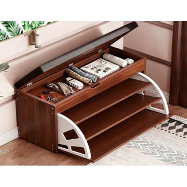 Imagem de 60 * 55 * 34CM, Sapateira Puff Bau Cama Versatile Premium, Sapateira Organizadora Hall de Entrada, Sapateira de 3 Níveis, com Almofada, Sapateira, Sapateira Organizadora
