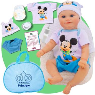 Imagem de Bebê Reborn Boneco Realista Mickey Corpinho Siliconado Pode Dar Banho 