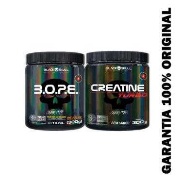 Imagem de Kit Bope Pré Treino 300g Creatina Turbo 300g Black Skull, Limão