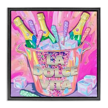 Imagem de Stupell Industries La Dolce Vita Champagne Black Framed Floater Canvas Wall Art, design por Jess Stempel, 45,7 x 45,7 cm