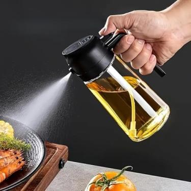 Imagem de Pulverizador e dispensador de óleo 2 em 1 – Mister de azeite de oliva de 470 ml para cozinhar e churrasco - preto