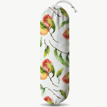 Imagem de Suporte de saco de plástico pêssego, organizador de sacolas de compras de lona para despensa de cozinha doméstica, dispensadores de recipientes de armazenamento de sacos de plástico, presentes de