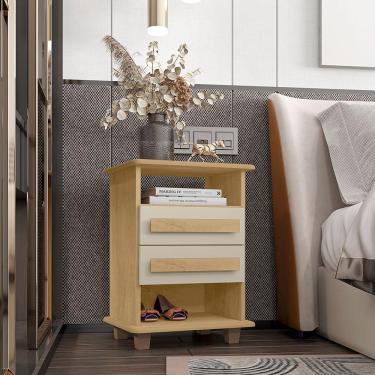 Imagem de Mesa De Cabeceira Turim 2 Gavetas Cinamomo-off White