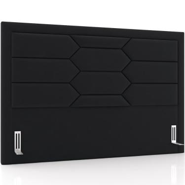 Imagem de Cabeceira Cama Box Casal 140cm Estofada Nora P05 Veludo Preto - Lyam Decor
