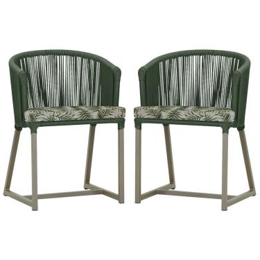 Imagem de 2 Cadeiras De Jantar Noronha Fendi Corda Náutica E5 Trama Verde