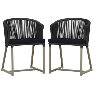 Imagem de 2 Cadeiras De Jantar Noronha Fendi Corda Náutica E12 Trama Preto