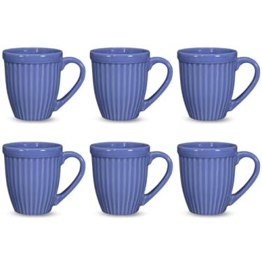 Imagem de Jogo de Xicara, Kit 6 Canecas Xicaras de Ceramica Mesa Posta Linha Italia Colors 12 Cores Disponiveis 390ml(AZUL ESCURO,2ª LINHA OUTLET)