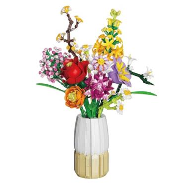 Imagem de Conjunto de Blocos de Montar Buquê Colorido - 10 Tipos de Flores Diferentes, Compatível com Principais Marcas, Indicado para 14+ e Adultos