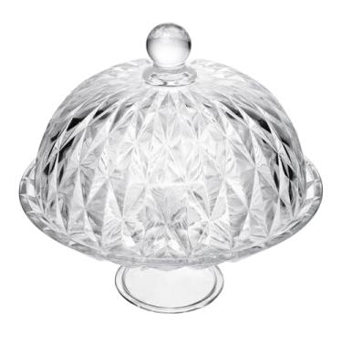 Imagem de LYOR - Prato para Bolo com Pé e Tampa Diamond 25cm x 23,5cm Cristal