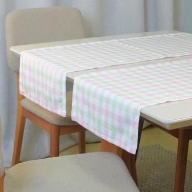 Imagem de Caminho de Mesa em Microfibra, Estampa Digital Piquenique, 130 x 40 cm, 100% Poliéster, 1 Peça, Decorativo (Rosa e Verde)