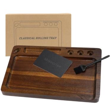 Imagem de Bandeja de madeira para enrolar 28 x 18 cm com escova de limpeza e cartão de colher