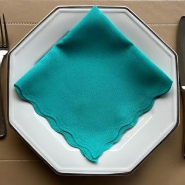 Imagem de Guardanapo de Tecido Oxford Kit 100 Acabamento a Laser 33 x 33 CM Mesa Posta (Verde Azulado)