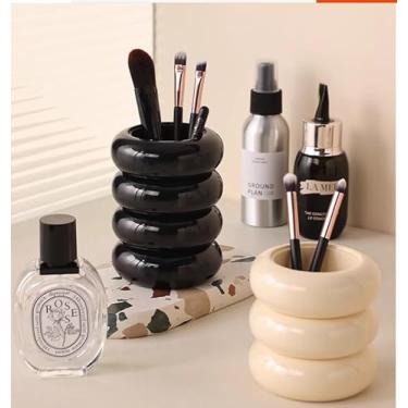 Imagem de gugululu Organizador de pincéis de maquiagem, suporte de armazenamento de pincéis de maquiagem criativo, organizador de maquiagem à prova d'água para cômoda, mesa, banheiro, bancada, armazenamento de