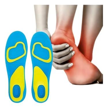 Imagem de Palmilha Ortopédica em Gel de Silicone, Anti Impacto, Azul e Amarelo, para Conforto dos Pés, Tamanho 38-42