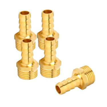 Imagem de AQUADIAI Conexão de mangueira de latão 1/10.2 cm Barb x 1/4 macho NPT conector de encaixe de alta pressão para sistemas de água combustível ar óleo (pacote com 5)