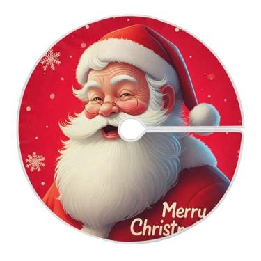 Imagem de SEHANY Saia para árvore de Natal, 122 cm, Papai Noel, vermelha, decoração de árvore de Natal, tapetes para decoração de festa de Natal em casa