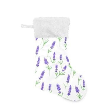 Imagem de GakkiGii Meia de Natal grande de lavanda, decoração de Natal suspensa para parede de árvore de lareira, 45 x 31 cm