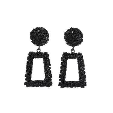 Imagem de Brinco Geométrico Retangular Circulo Detalhes Brilhante G8548 - DCXAM