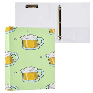 Imagem de Blueangle Canecas de cerveja fichário de 3 anéis com prancheta e 2 bolsos - Organizador de documentos decorativos de 3 cm para escritório, suprimentos para reuniões (80)