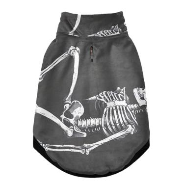 Imagem de SEHANY Casaco de cachorro com tatuagem de caveira para cães pequenos, superquente à prova de vento, jaqueta de inverno macia e aconchegante para clima de neve fria com coleira para animais de