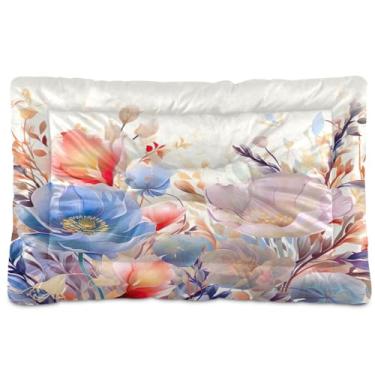 Imagem de SEHANY Cama para cães e gatos com flores silvestres coloridas com fundo antiderrapante, cama de canil, colchão macio para animais de estimação, lavável para cães pequenos, médios e grandes, gatos