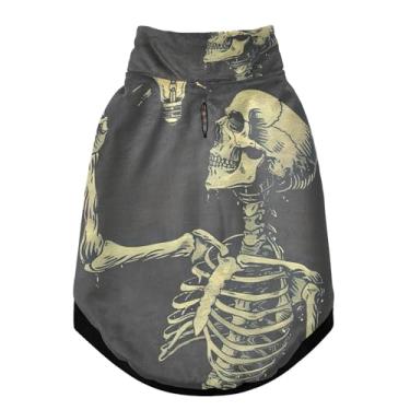 Imagem de SEHANY Casaco de cachorro com tatuagem de caveira para cães pequenos, superquente, à prova de vento, jaqueta de inverno, macia, aconchegante para animais de estimação, moletom para clima frio na neve