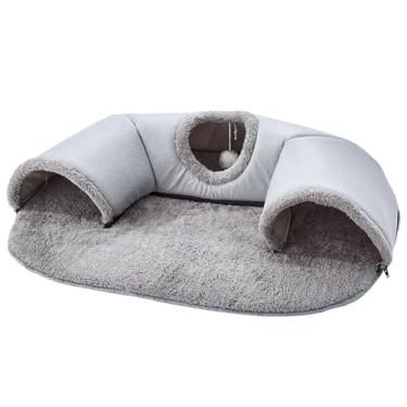 Imagem de Gralara Winter Warm Cat Tunnel Bed Cat Carpet Tunnel Interativo Playground Playing Toys Toys Centro de Atividade de Cat para Pequenos Animais, 85cmx70cm