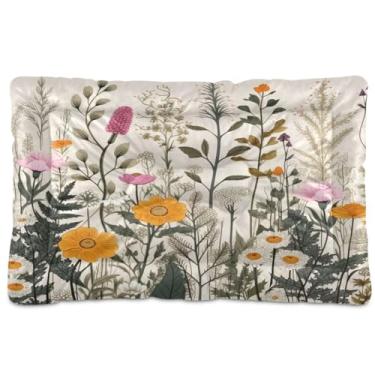 Imagem de SEHANY Cama para cães e gatos com flores silvestres coloridas com fundo antiderrapante, cama de canil, colchão macio para animais de estimação, lavável para cães pequenos, médios e grandes, gatos, 91