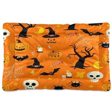Imagem de SEHANY Cama de cachorro fantasma Halloween Boo Cama de gato com fundo antiderrapante, cama de canil, colchão macio para animais de estimação, lavável para cães pequenos, médios e grandes, gatos, 61 x