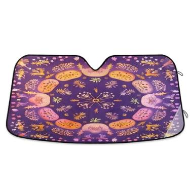 Imagem de ATTX Para-brisa de carro mandala gradiente amarelo 134.6 cm x 59.7 cm Escudo solar universal com proteção UV, persiana de janela frontal automática dobrável para caminhões Sedans SUVs #314