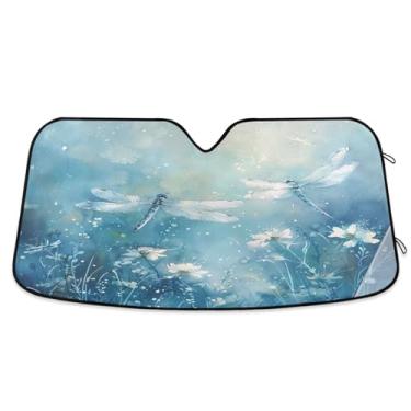 Imagem de ATTX Dragonflies Para-brisas Carro Para-brisa 144.8 cm x 80.0 cm Escudo Solar Universal com Proteção UV, Persiana de Janela Frontal Auto Dobrável para Sedans SUVs Caminhões #264