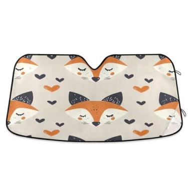 Imagem de ATTX Para-brisa de carro padrão Fox 134.6 cm x 59.7 cm Escudo solar universal com proteção UV, persiana de janela frontal automática dobrável para caminhões Sedans SUVs #678