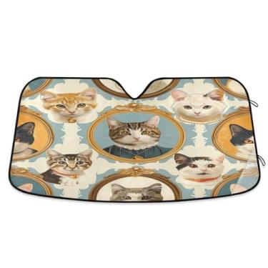 Imagem de ATTX Pára-brisas de carro Cute Cats 144.8 cm x 80.0 cm Protetor solar universal com proteção UV, persiana de janela frontal automática dobrável para Sedans SUVs caminhões #80