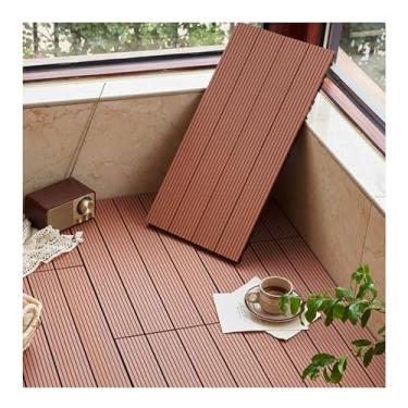 Imagem de WPC Decking Tiles, Composto Retangular Connect Flooring with Quick Connect Interlocking System Fácil Instalação Baixa Manutenção Pátio Varanda e Piscina A1 12pcs