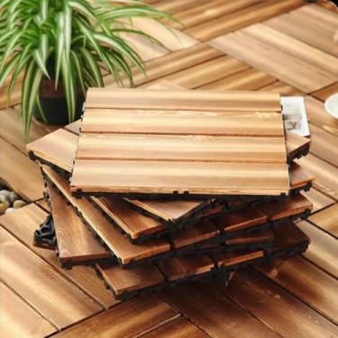 Imagem de Azulejos de deck composto de plástico de madeira, deck composto de 30 x 30 cm, azulejos de deck interligados para interior e exterior, durável, manutenção, à prova d'água 10 peças