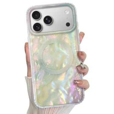 Imagem de Bonoma Capa magnética para iPhone 17 Pro Max 2025 【Suporte para Magsafe】 opalescente pérola iridescente glitter alta proteção à prova de choque borda capa de cristal