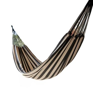 Imagem de Rede de Descanso Casal Listrada Gigante Modelo Terra e Sol 3,90 x 1,50m, Espaçosa, Perfeita para Família, Chácaras, Praia e Ambientes Amplos(Preto com Bege)