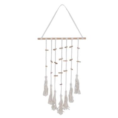 Imagem de Jiawu Moldura de Exibição de Fotos Boho Macrame Com Luzes de Corda para área de Estar, café, Decoração de Cabide de Arte de Longa Duração (Bege)