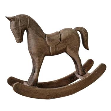 Imagem de WeiLaiKeQi Estátua de Cavalo de Balanço, Estatueta Decorativa, Escultura Rústica de Animal, Ornamento de Mesa para Estante, Escritório, Entrada, Sala de Estar, Marrom