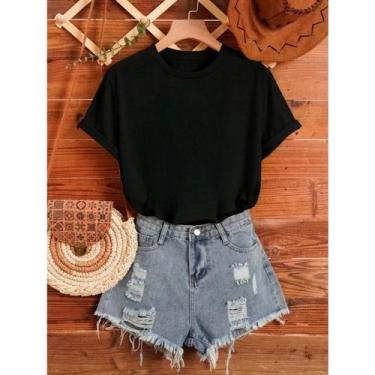 Imagem de Camiseta Feminina Básica TShirt Lisa Premium Tendência Blusinha 100 Al