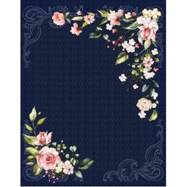 Imagem de Tecido Tricoline Digital Jogo Americano Floral, 40x150 cm (Azul marinho)