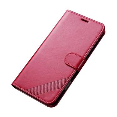 Imagem de LYJSMGZ Capa flip para Huawei Honor Magic 8 Pro/Magic 8, suporte para cartão, fecho magnético, capa fina, anti-impressão digital, capa à prova de choque, vermelha, Majic 8 Pro