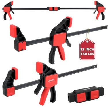 Imagem de 3 braçadeiras de barra de 30,5 cm para marcenaria com conector de grampo, grampos de madeira de liberação rápida de 30,5 cm com limite de carga de 68 kg, conjunto de grampos de gatilho, braçadeiras