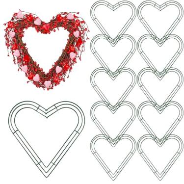 Imagem de Aodaer Pacote com 12 grinaldas de arame de coração de 40,6 cm com moldura de coração, guirlanda de metal, guirlanda de fio verde para o dia dos namorados, festa de casamento, decoração de cerimônias