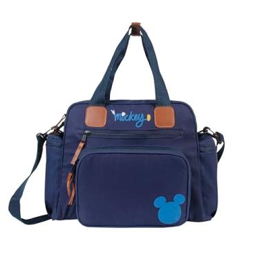 Imagem de Sacola Maternidade Premium com Trocador - Estampa Mickey Azul - Bolsos Térmicos, Design Elegante e Confortável para Mães e Bebês