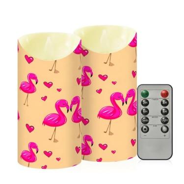 Imagem de Wassud Flamingos velas românticas sem chama com controle remoto, velas realistas cintilantes com temporizador, velas decorativas para Natal, casamento, festa, decoração de casa média