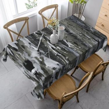 Imagem de ZTPOWQA Toalha de mesa de jantar com estampa de camuflagem Cold Tree, 89 x 139 cm, retangular, impermeável, reutilizável, festa de jantar