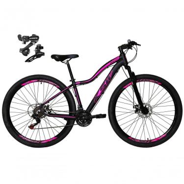 Imagem de Bicicleta Aro 29 Ksw Mwza Feminina Câmbios Shimano 21v Freio A Disco Garfo Suspensão Mtb preto-rosa Tam: 15